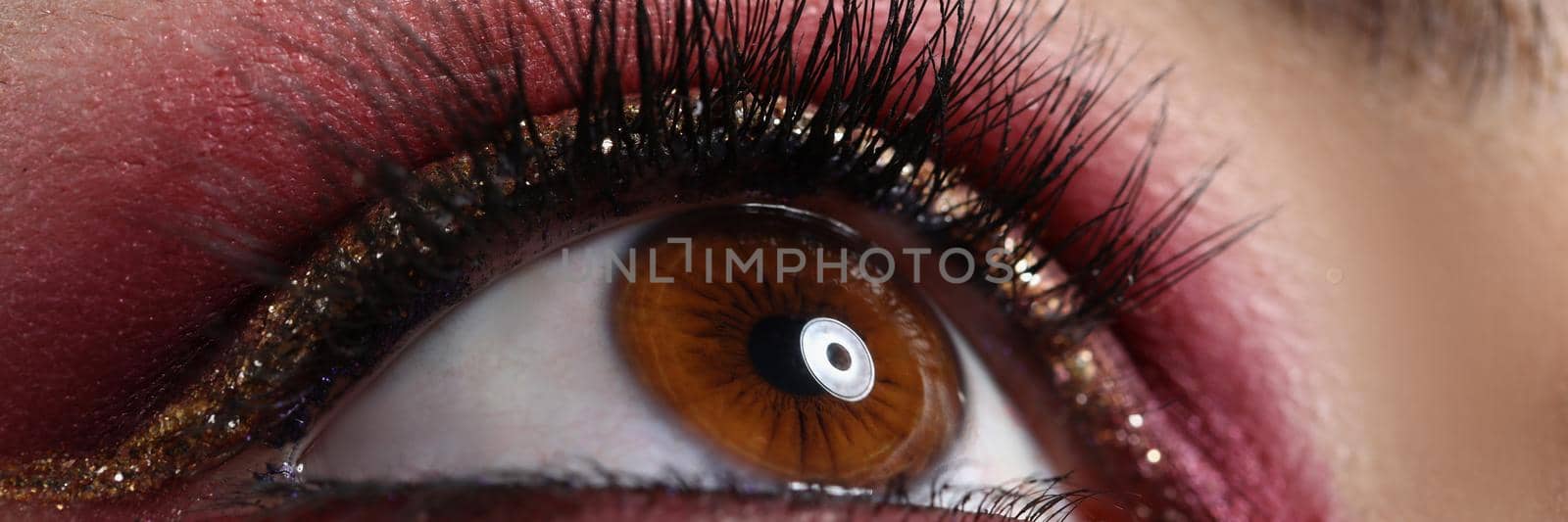 Closeup of beautiful female eye with bright professional makeup by kuprevich