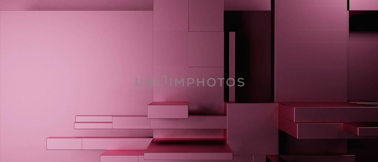 Abstract Amazing Geometric Blocks Future Red Brown Banner Background Wallpaper 3D Illustration