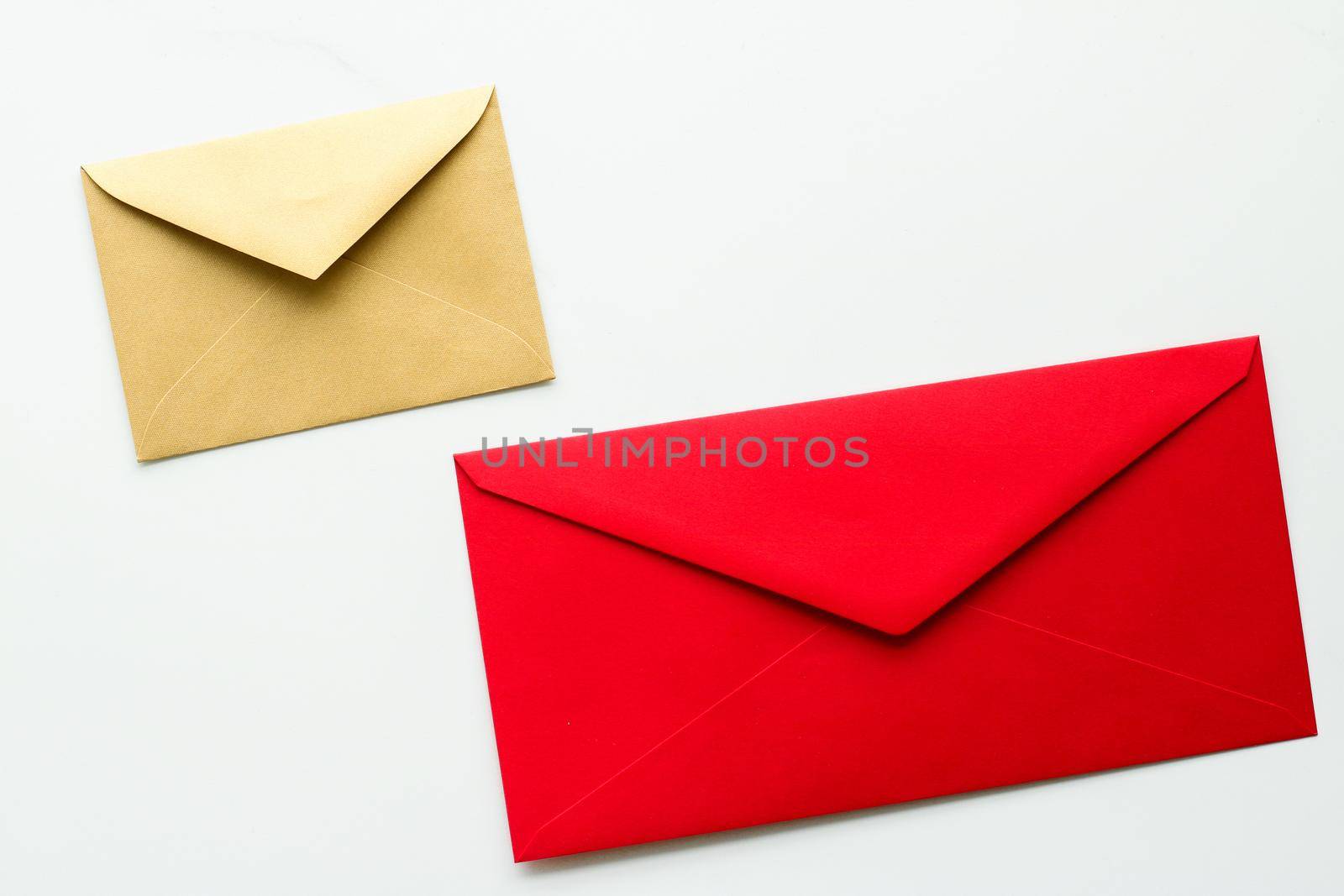 Communication, newsletter and business concept - Envelopes on marble background, message