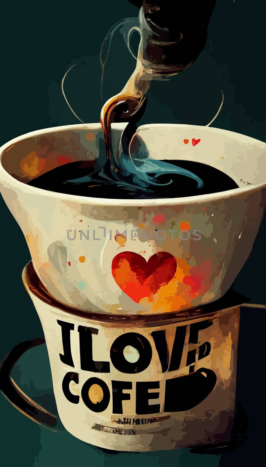 coffee cup illustration. i love coffee illustration.