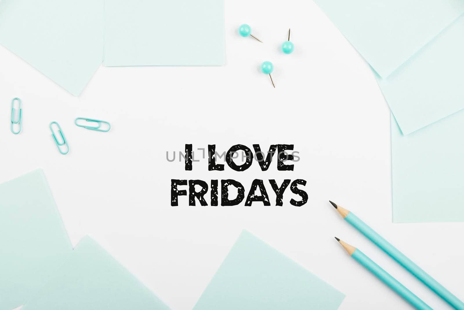 Writing displaying text I Love Fridays, Word for Affection for the start of the weekend enjoy days off Buisnesswoman Presenting Important Messages On Presentation Board.