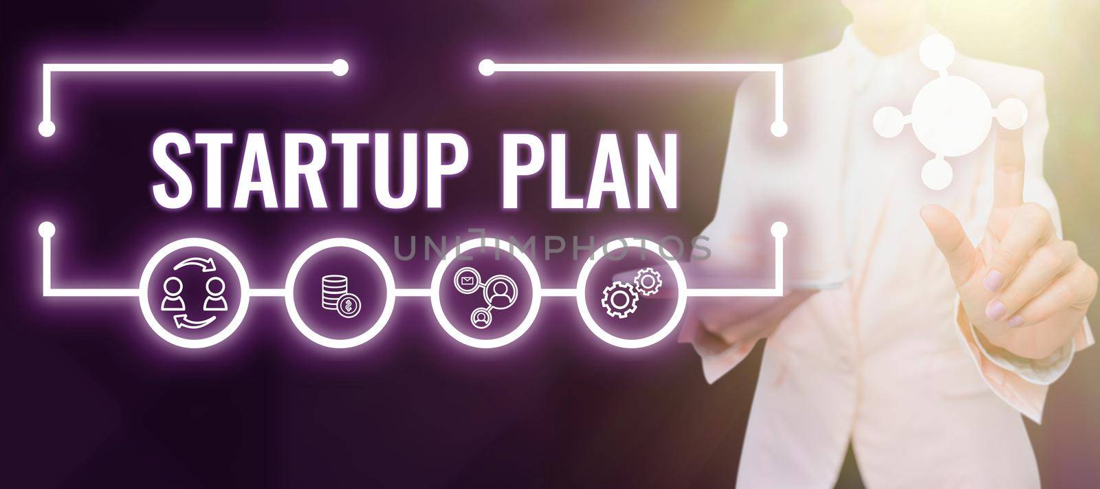 Text sign showing Startup Plan, Business idea Development starting planning for newly emerged companies Speech Bubble With Important Information Placed In Front Of Net.