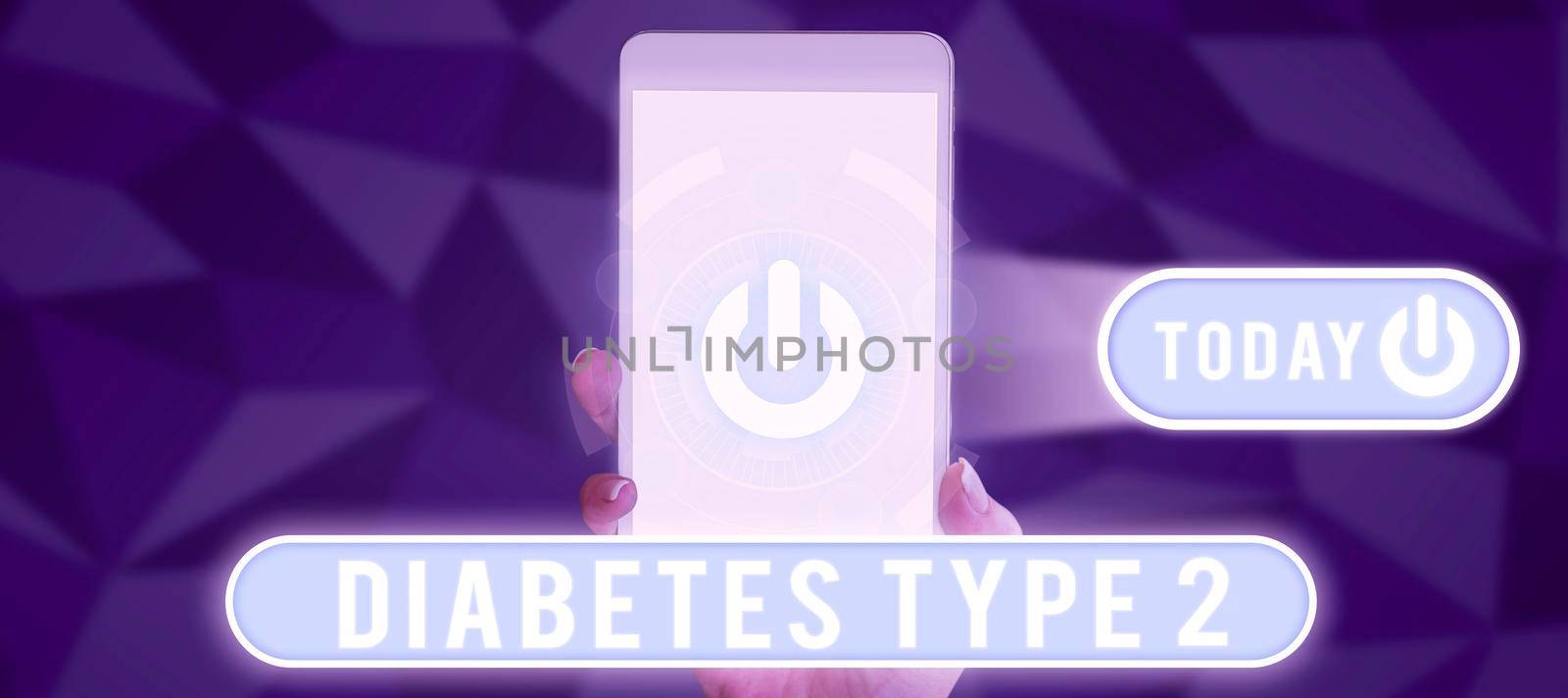 Conceptual caption Diabetes Type 2, Business concept condition which body does not use insulin properly Man With A Pad Pointing On A Light Bulb Sharing Tips And Concepts.