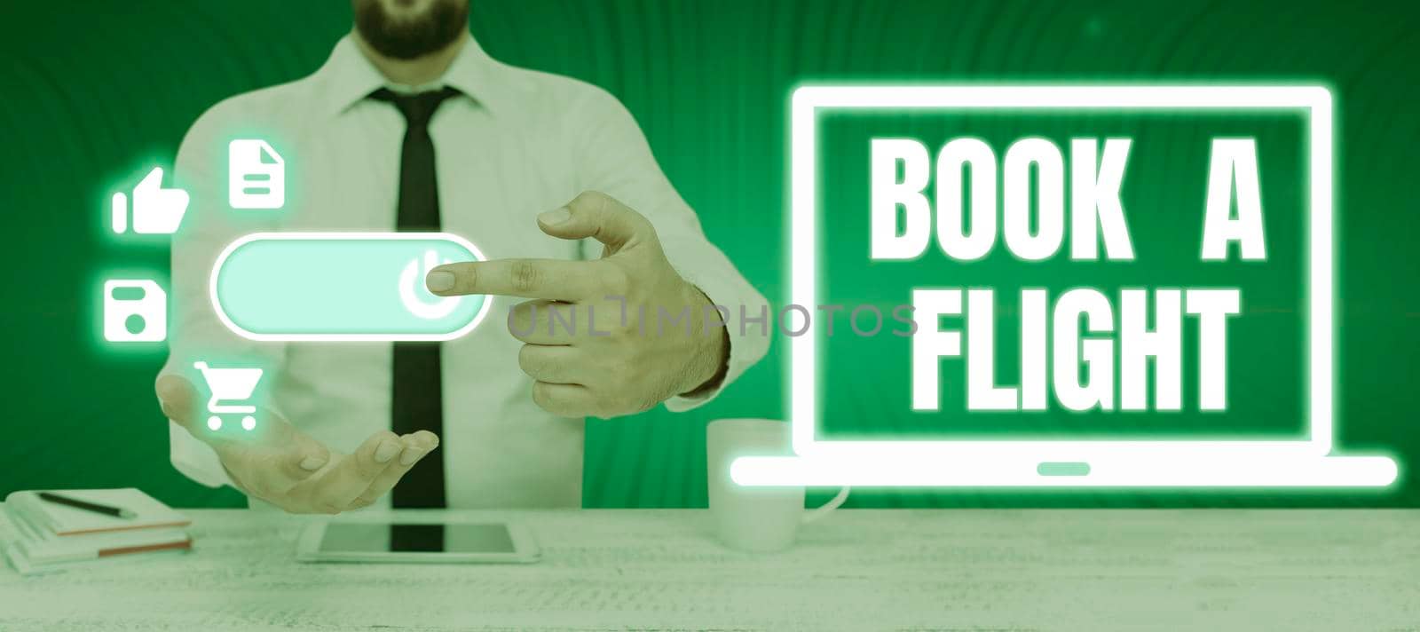 Text caption presenting Book A Flight, Business idea Purchase tickets to make a trip by plane Planning vacations