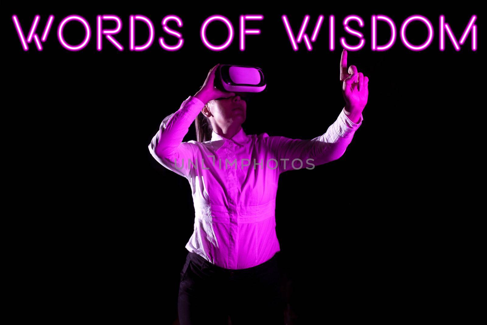 Writing displaying text Words Of Wisdom, Conceptual photo Expert advices orientation from somebody with knowledge