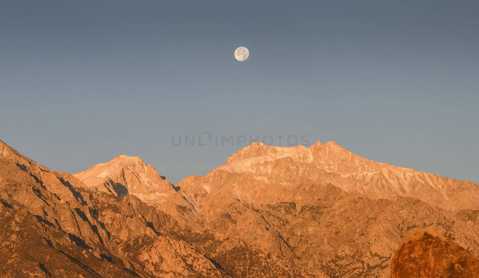 Full Moon Rise Over Peaks of Alabama Hills