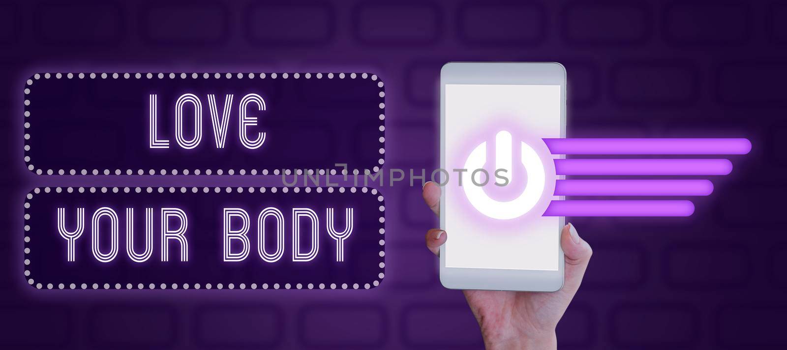 Text showing inspiration Love Your Body. Business concept Selfacceptance take care of yourself have a healthy diet Blank Explosion Blast Scream Speech Bubble Expressing Opinions. by nialowwa