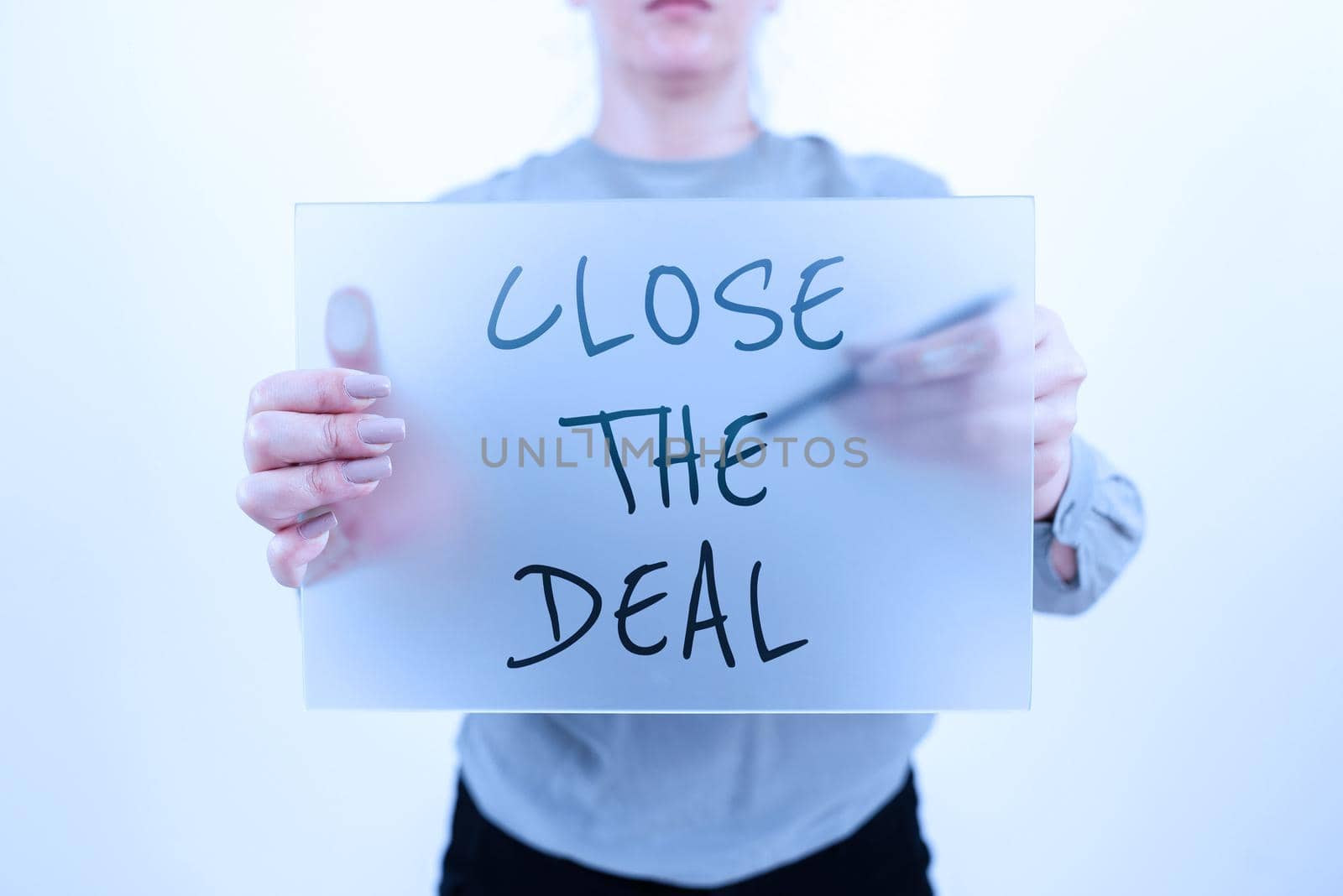 Handwriting text Close The Deal. Conceptual photo Agreement for business Successful working on a team by nialowwa