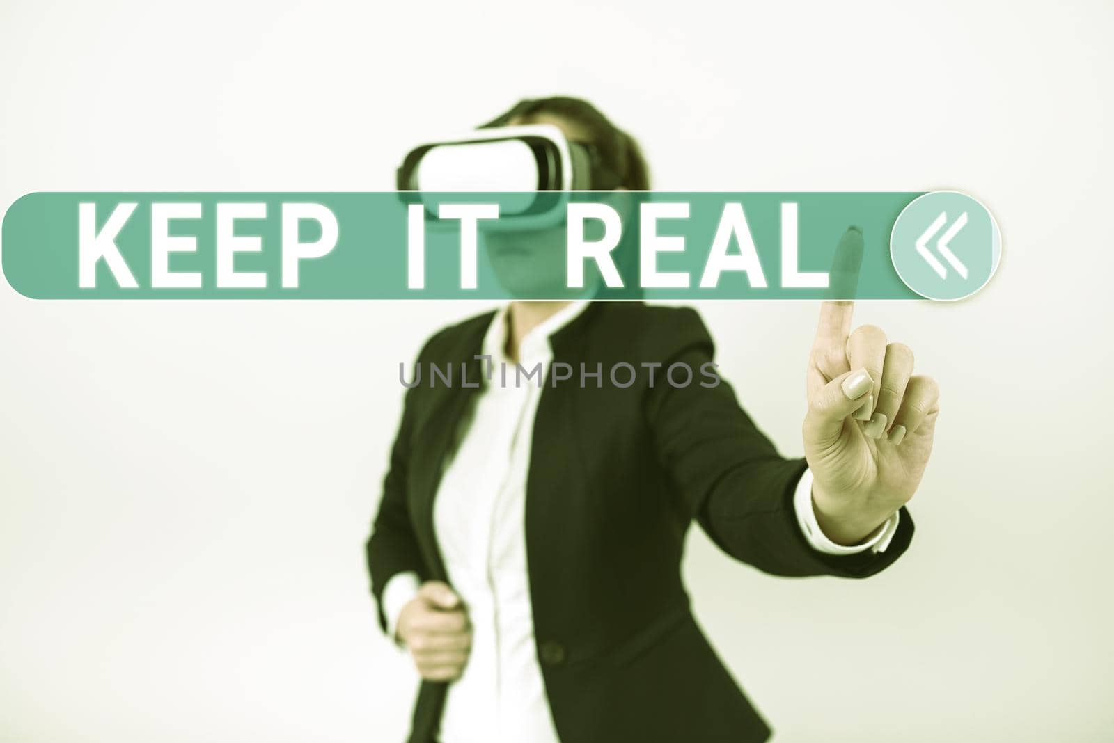 Text caption presenting Keep It Real. Concept meaning Be yourself honest authentic genuine tell the truth always Doctor Pointing Pen On And Presenting Important Information. by nialowwa