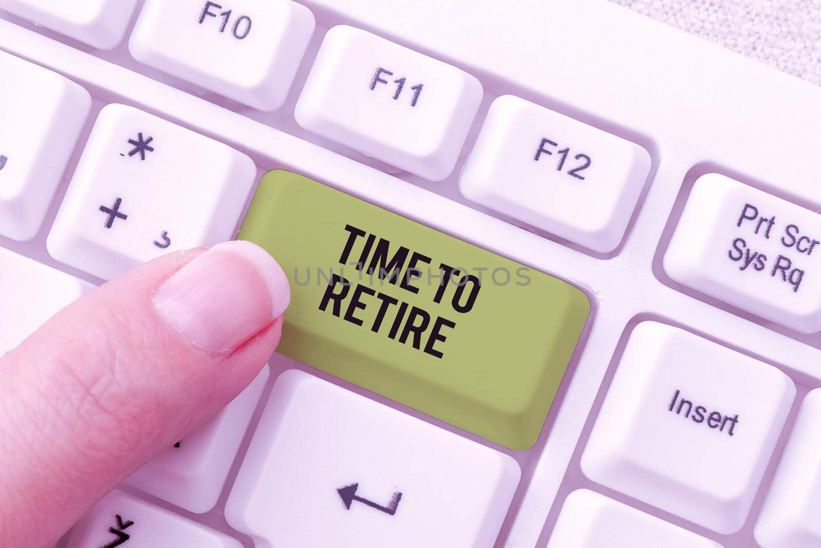 Text caption presenting Time To Retire. Business overview Take the pensioner status stop working in elderly old enough by nialowwa