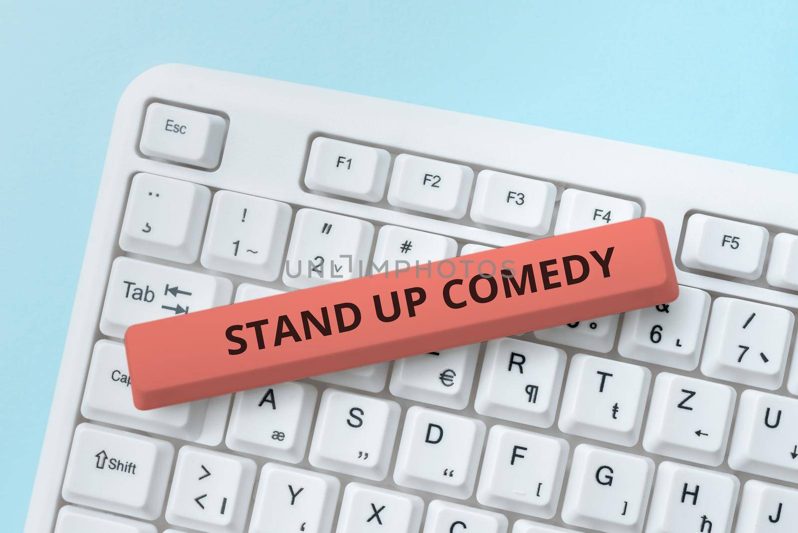 Sign displaying Stand Up Comedy. Word Written on Comedian performing speaking in front of live audience Hands Holding Lamp Rocket With Businessman Presenting New Ideas Startups by nialowwa