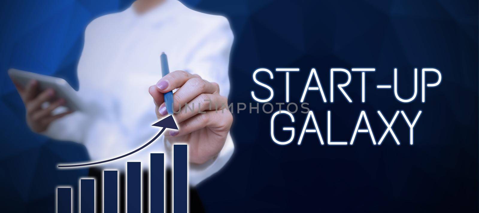 Text caption presenting Start Up Galaxy, Business approach Newly emerged business created by new entrepreneurs Illustration Colleagues Clapping Hands In Office, Agreeing With Same Idea.