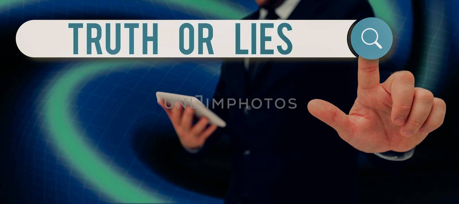 Hand writing sign Truth Or Lies. Conceptual photo Decide between a fact or telling a lie Doubt confusion Blank Geometric Shapes For Business Advertisement And Promotion. by nialowwa