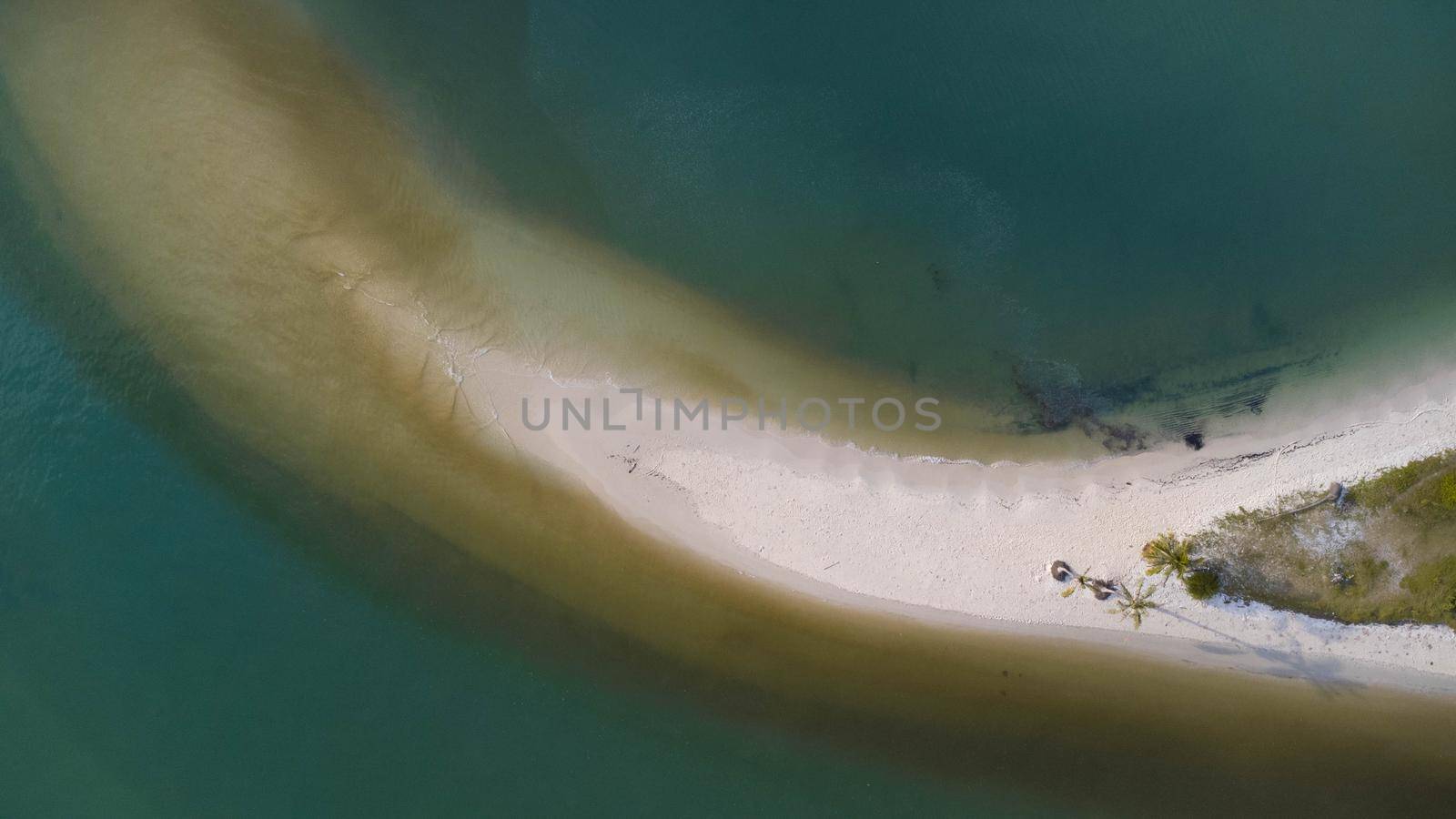 Sandy beach jutting out into the middle of the sea with beautiful water. Laem Haad Beach, Famous attractions of Koh Yao Yai, Phang Nga, Thailand.