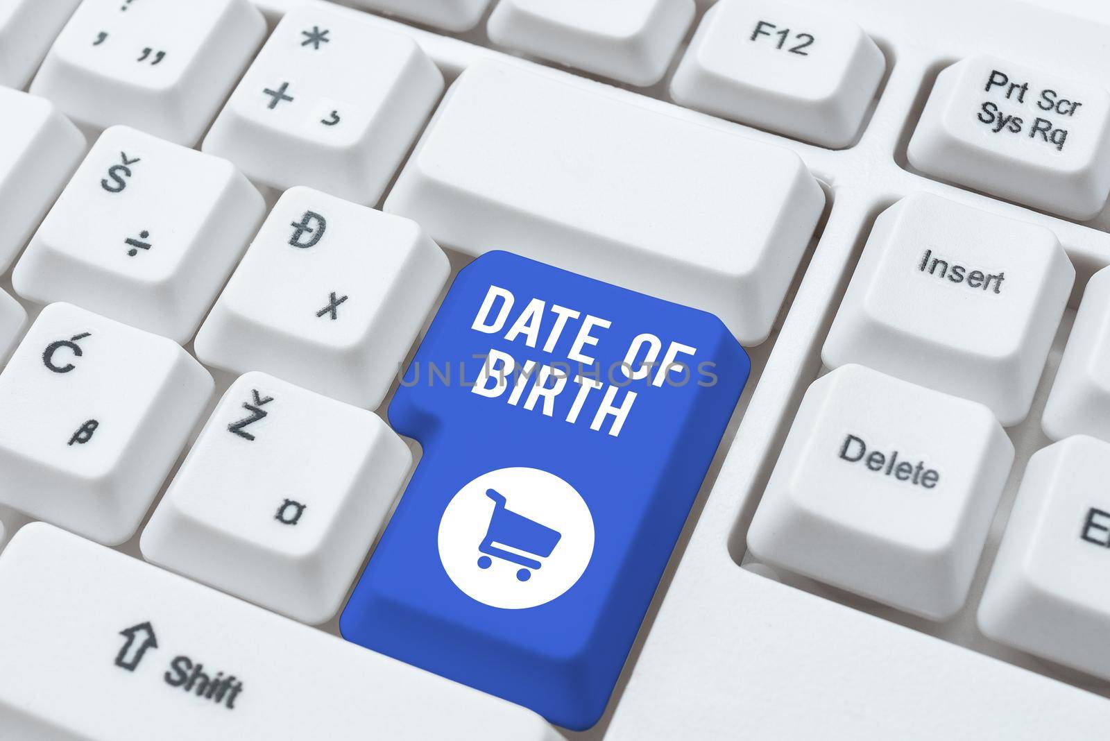 Text sign showing Date Of Birth. Business overview Day when someone is born new baby coming pregnant lady Paper Wraps Placed Under Cardboard With Important Information. by nialowwa
