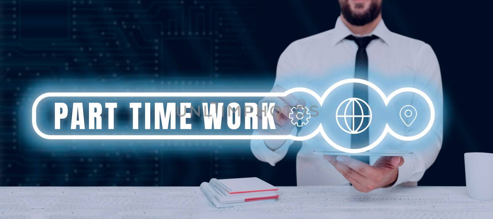 Text sign showing Part Time Work, Concept meaning A job that is not permanent but able to perform well Important Message Presented On Piece Of Paper Clipped With Clip.
