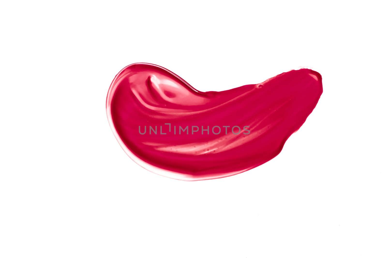 Red beauty swatch, skincare and makeup cosmetic product sample texture isolated on white background, make-up smudge, cream cosmetics smear or paint brush stroke closeup