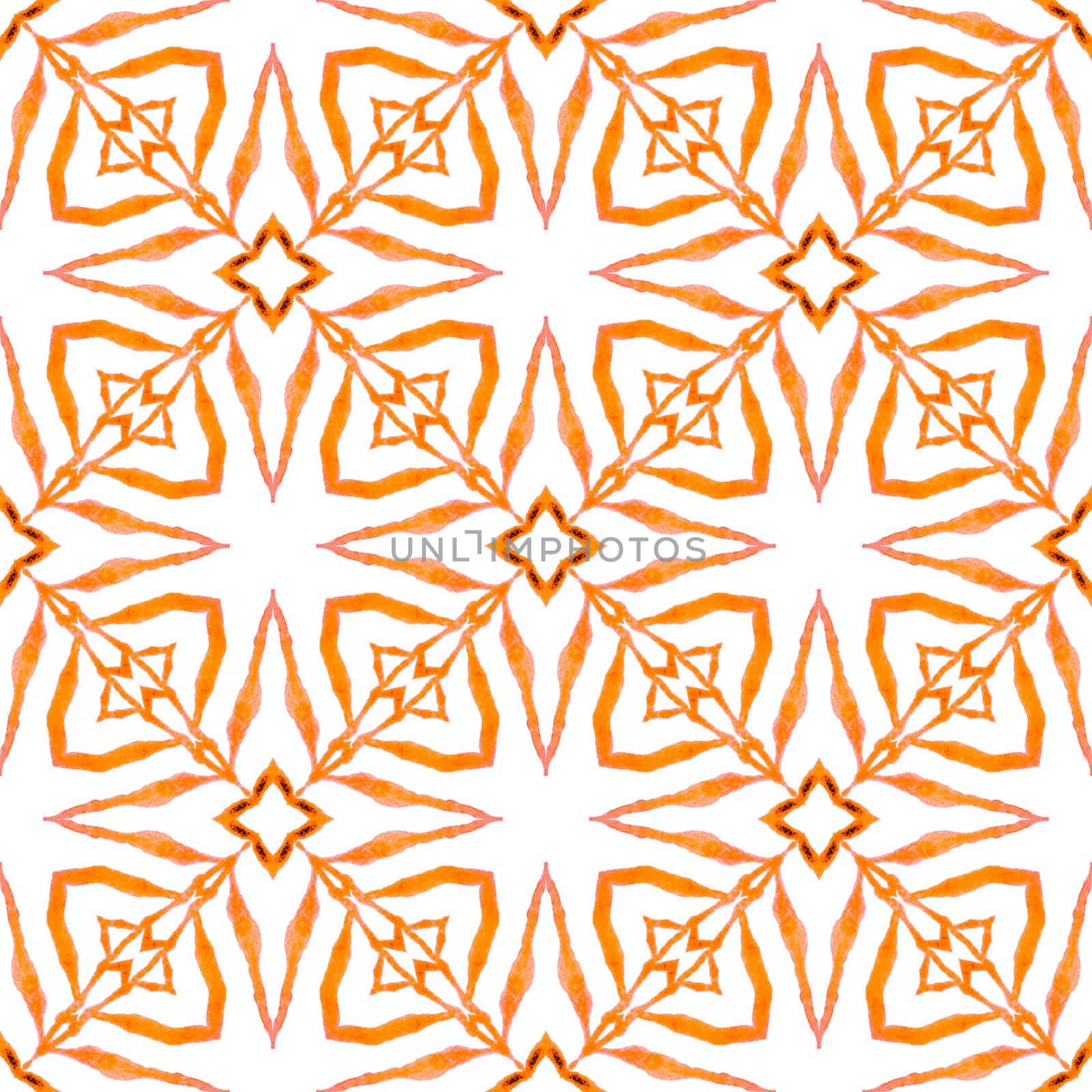 Mosaic seamless pattern. Orange eminent boho chic by beginagain