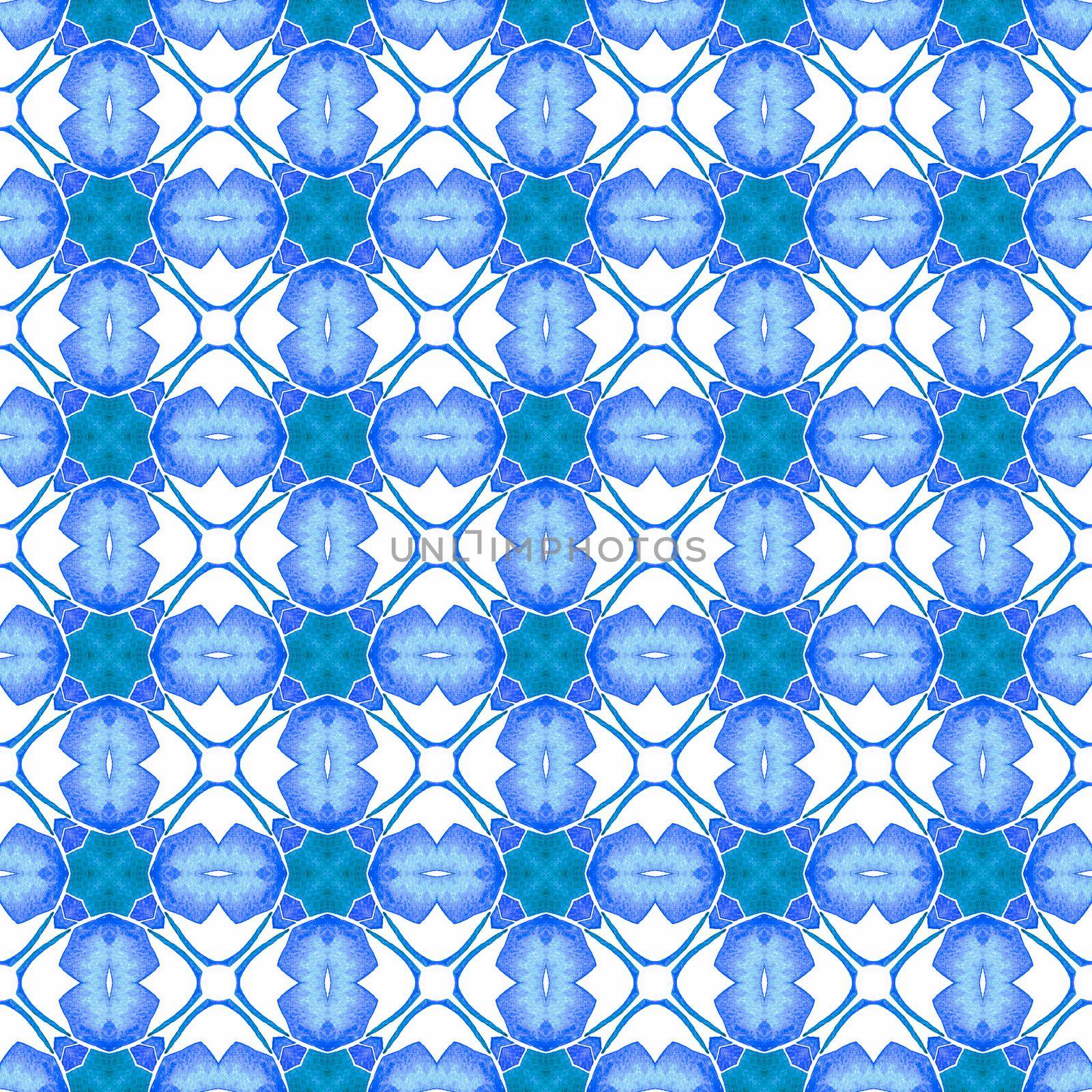 Chevron watercolor pattern. Blue dazzling boho by beginagain