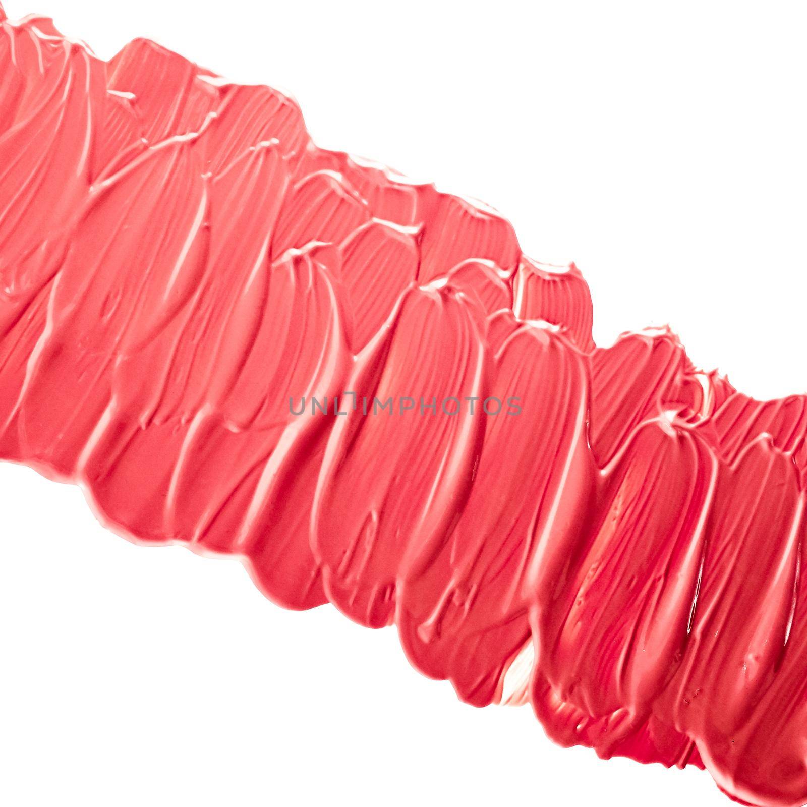 Cosmetic products, fashion and beauty concept - Lipstick smudge isolated on white background, art of make-up