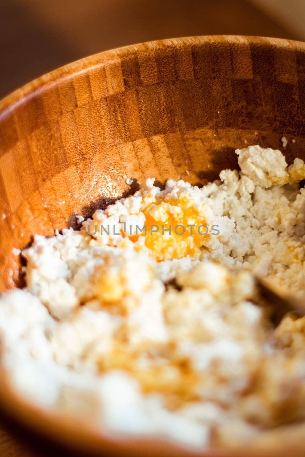 Flour, eggs and cottage cheese, rustic cookbook recipe - weekend cooking, food blog and homemade cuisine concept. Making your favorite pastry