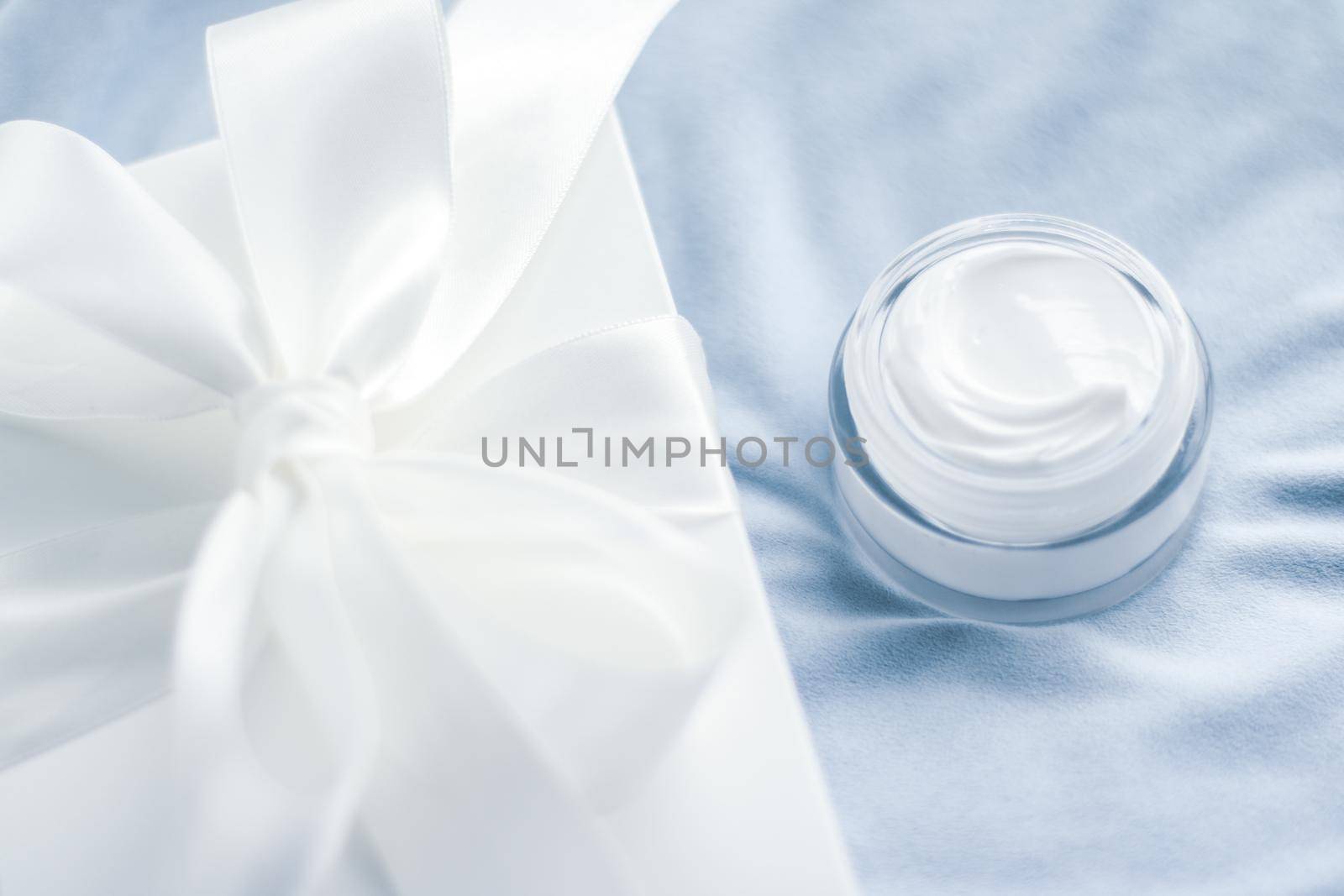 Beauty, cosmetics and skincare styled concept - Luxury face cream jar and white gift box