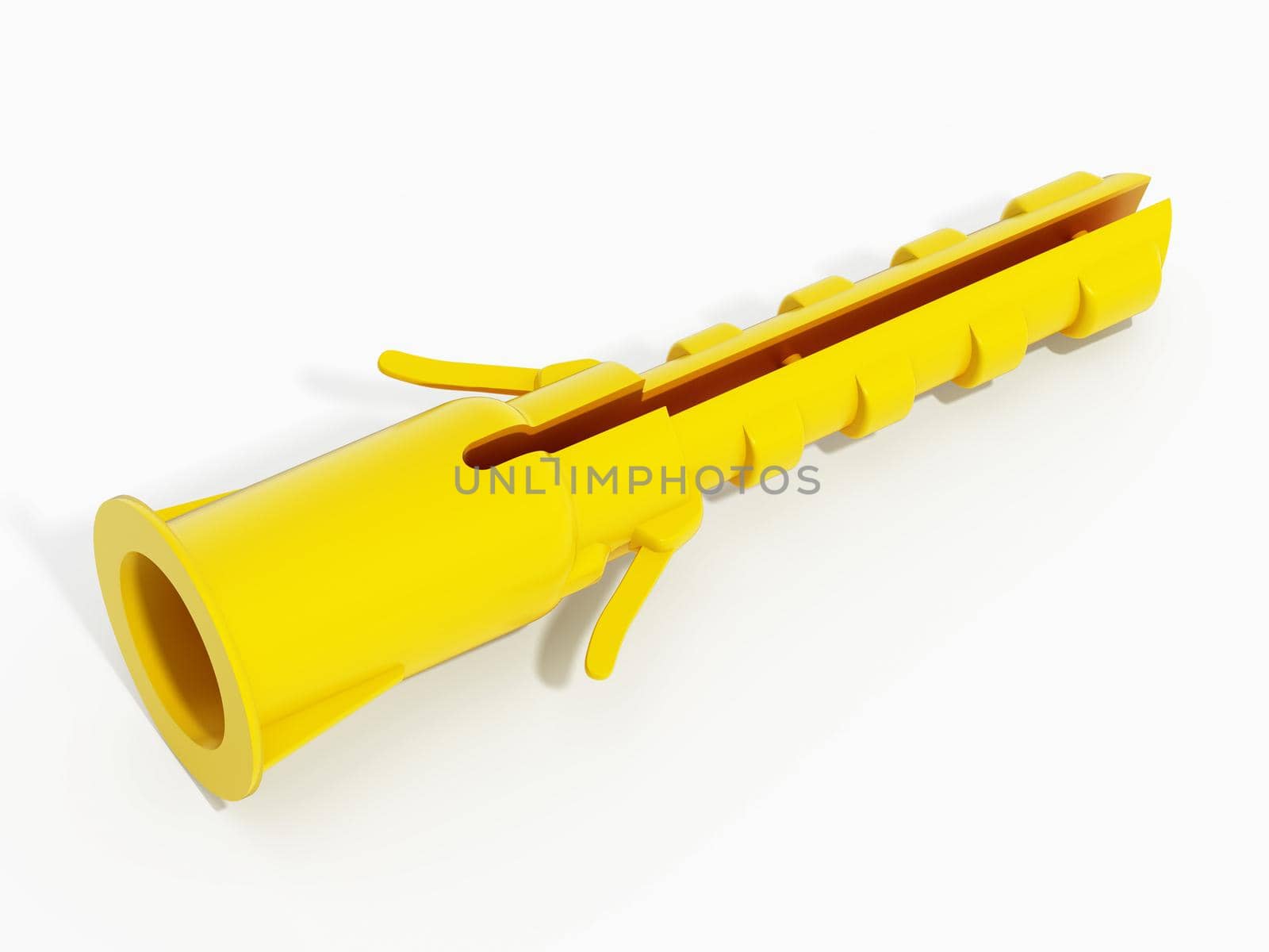 Plastic dowel isolated on white background. 3D illustration by Simsek