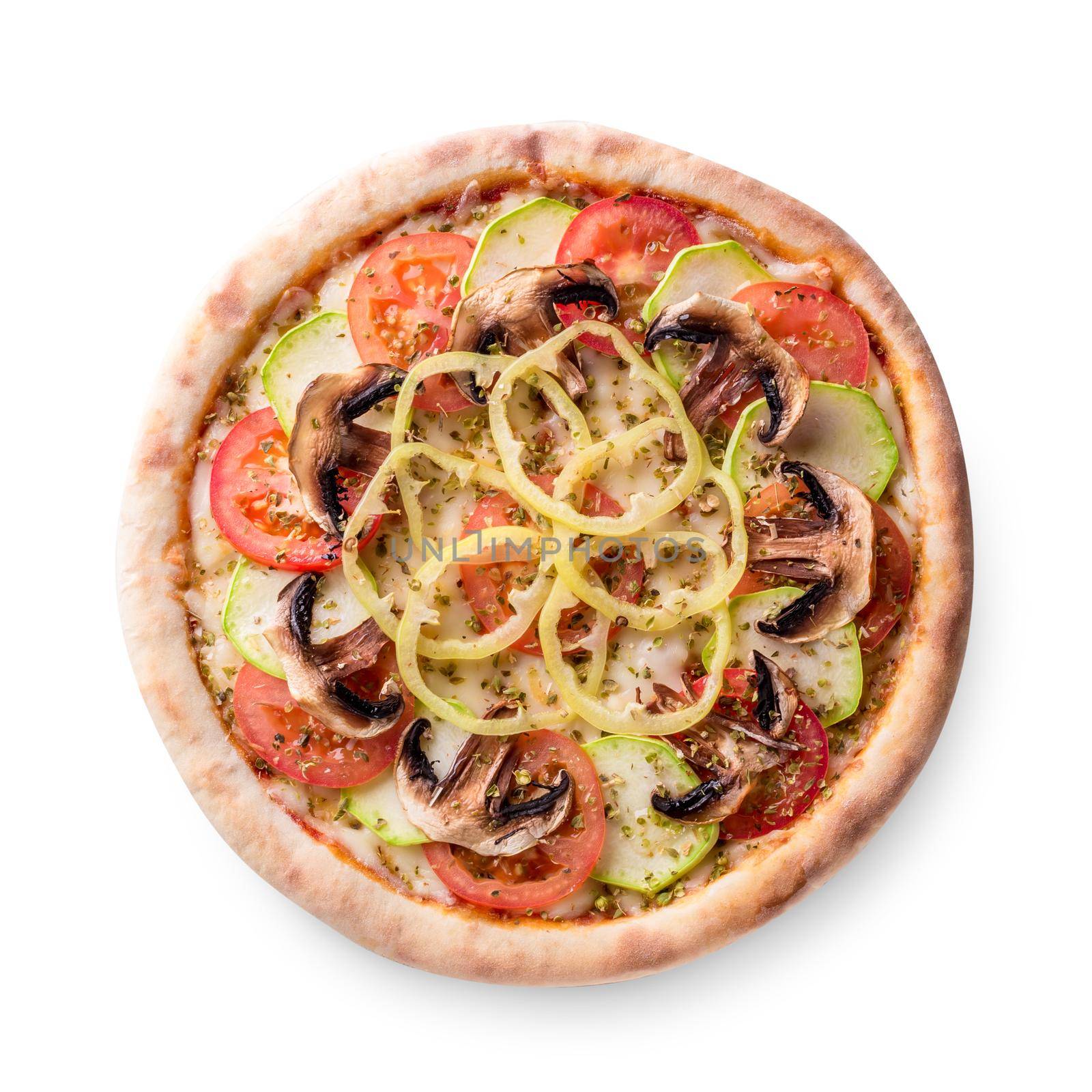 Mushroom pizza vegetarian on white background isolated by nazarovsergey