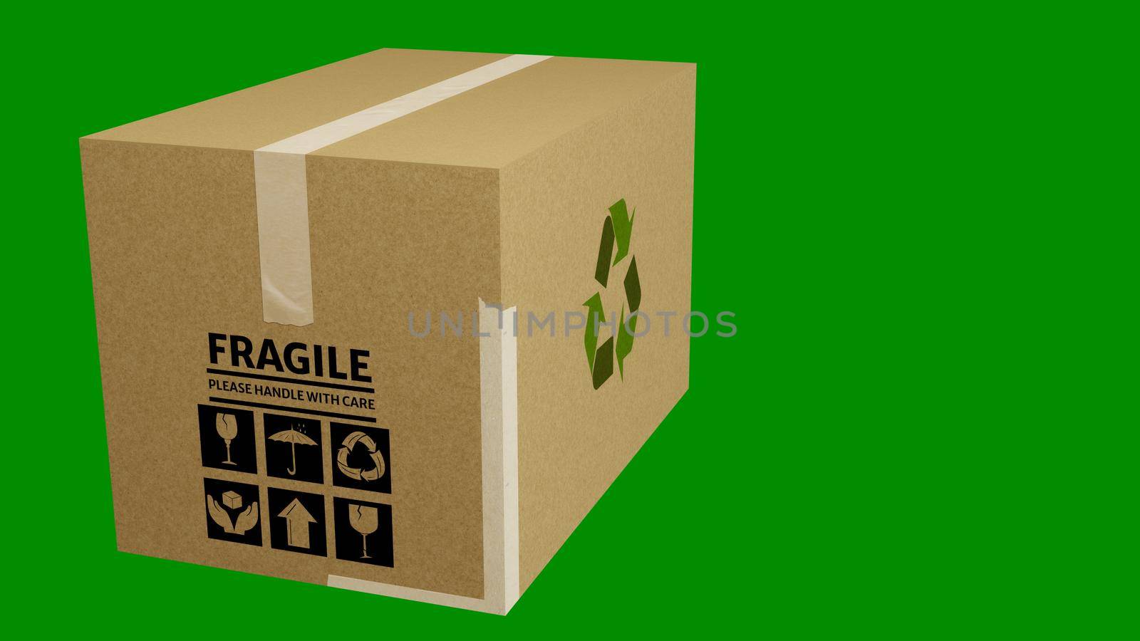 recycle box isolated on green background 3d illustration
