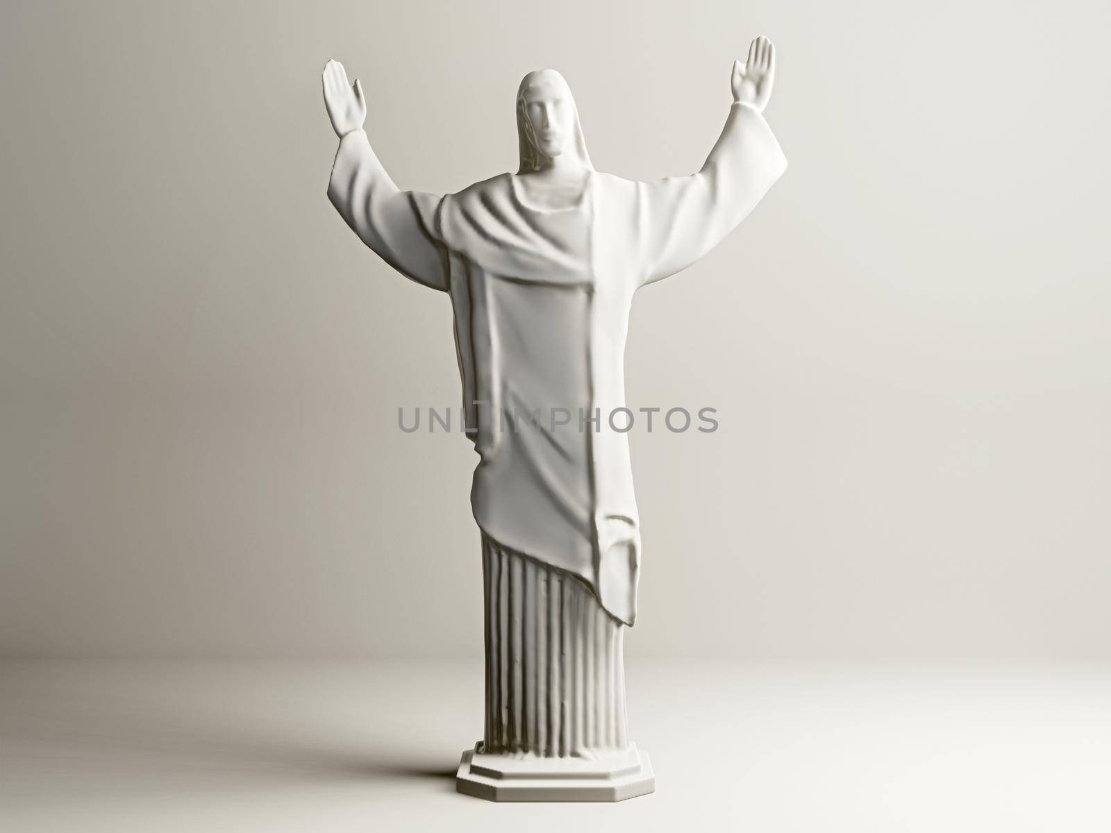 jesus statue isolated on white background 3d illustration