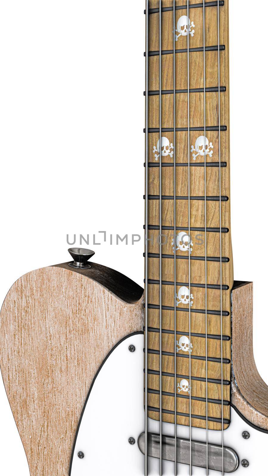electric guitar isolated on white background 3d illustration