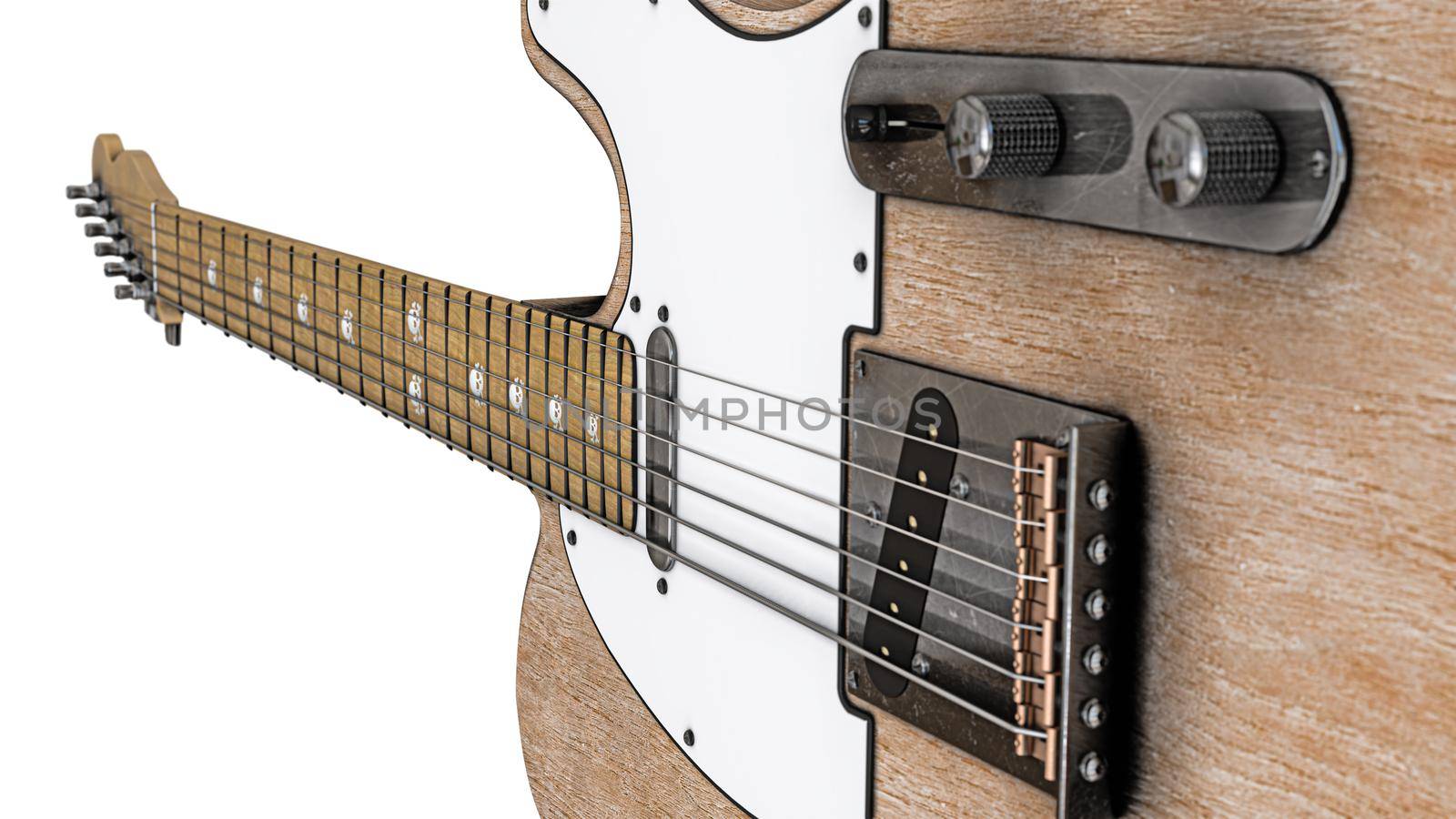 electric guitar isolated on white background 3d illustration