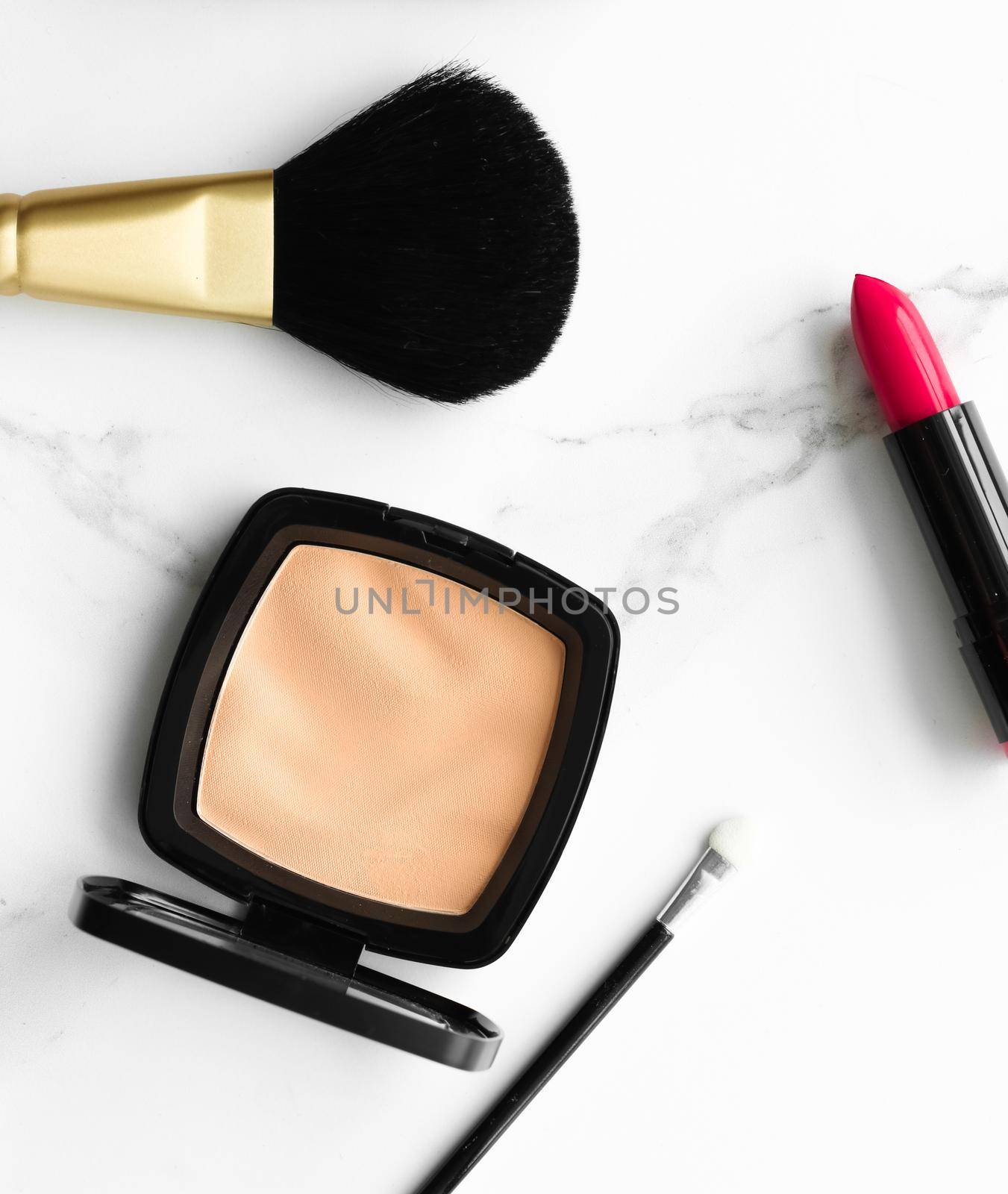 Make-up and cosmetics on marble, flatlay - modern feminine lifestyle, vlog background and styled stock concept. Beauty inspiration in a fashion blog