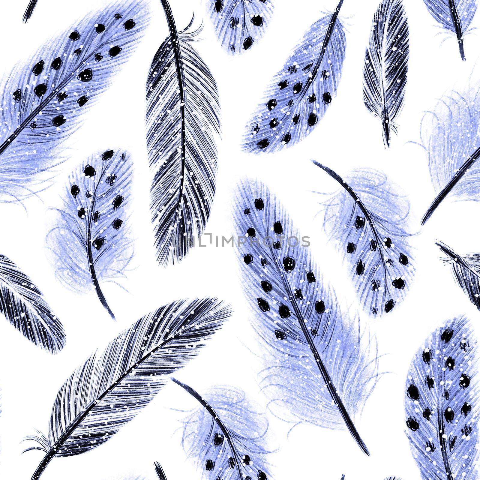 Artistic seamless pattern with colorful different feathers by maryna_rt