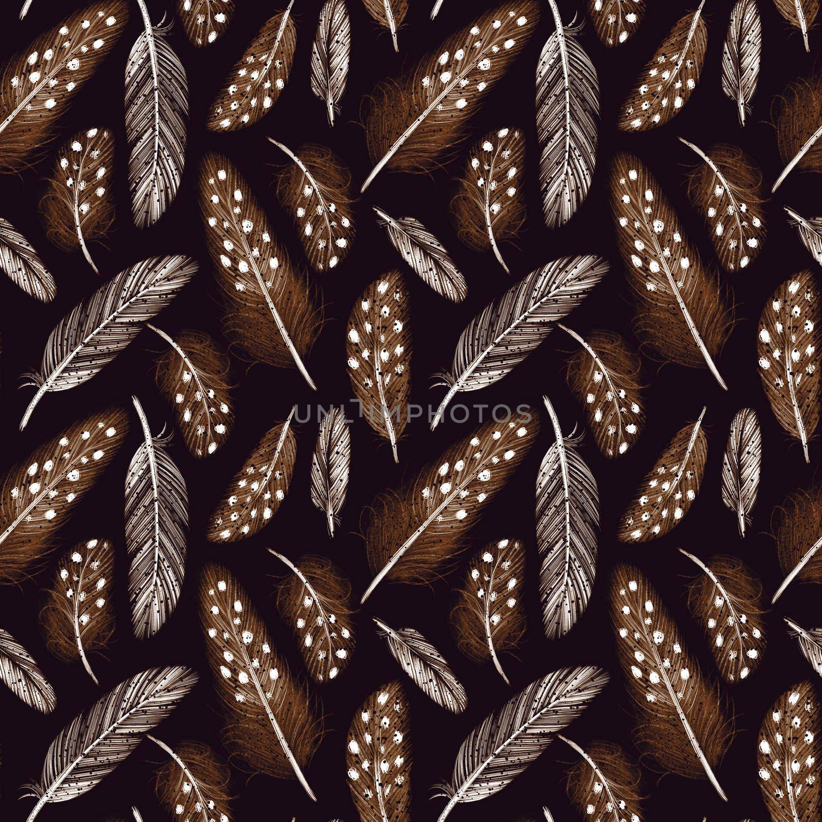 Artistic seamless pattern with colorful different feathers by maryna_rt