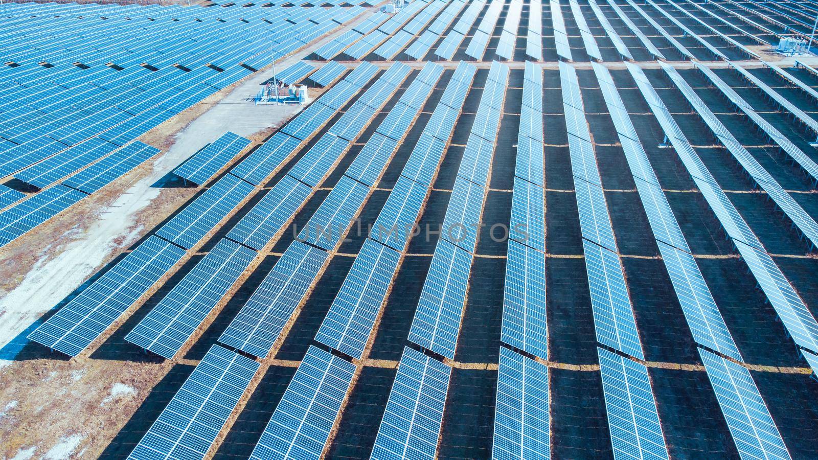 Aerial view : Blue Solar farm, solar panels download photo