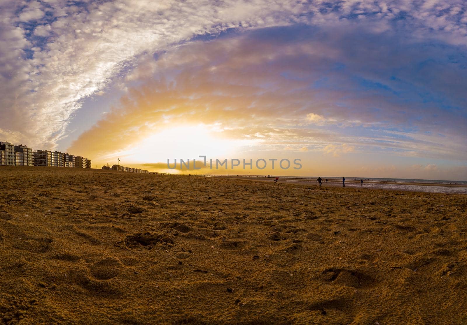 autmunal sunset on beach by Youri