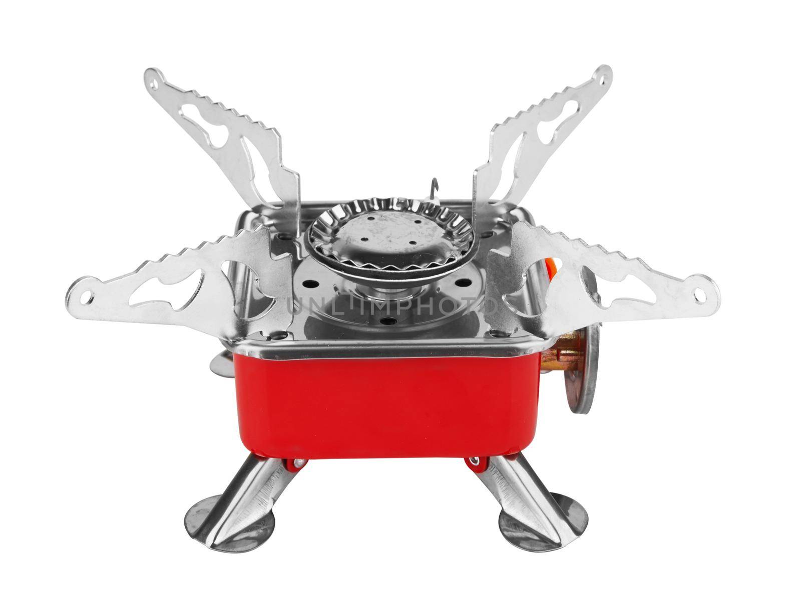Camping gas stove isolated on a white background