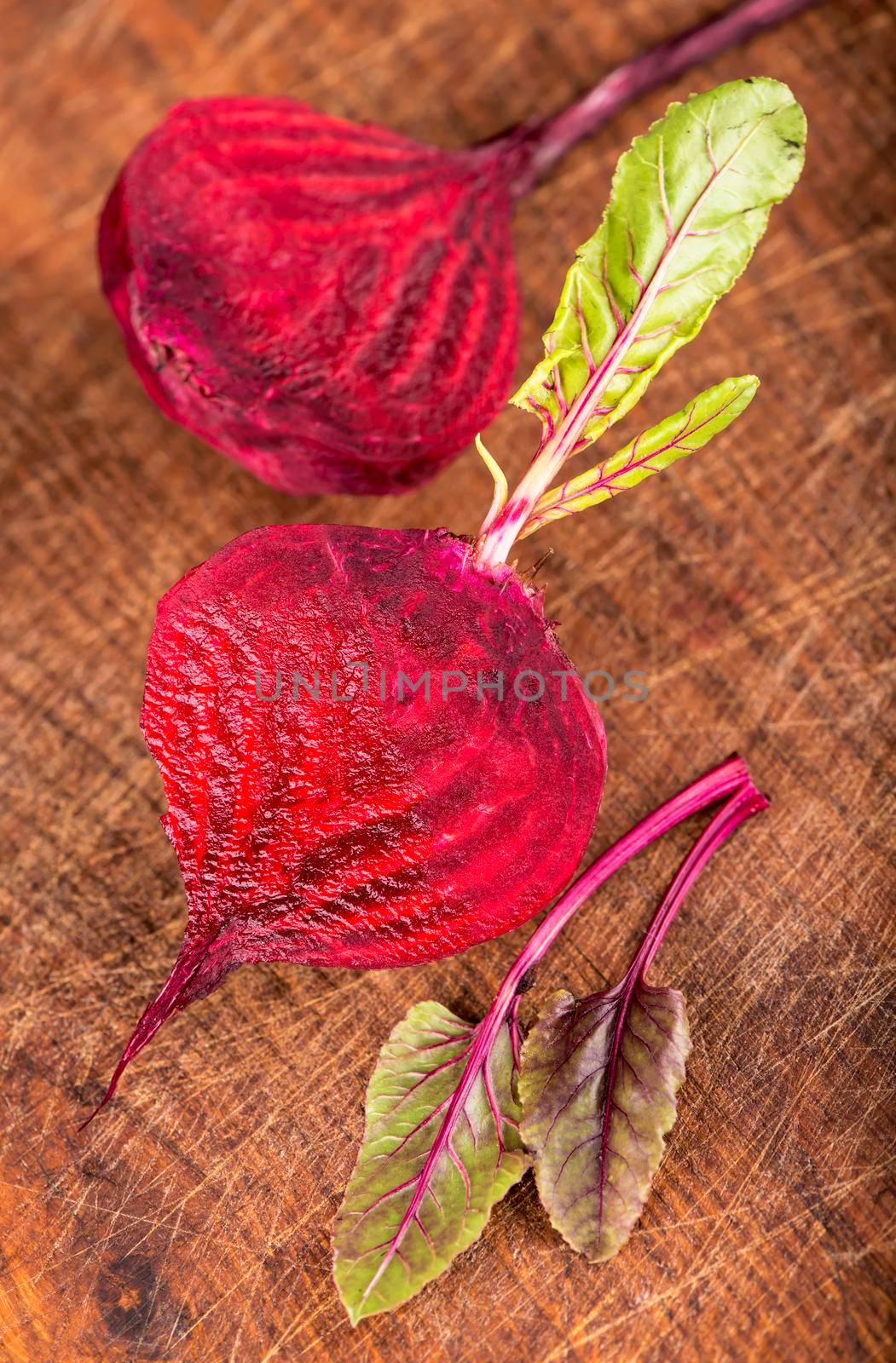 Red beet or beetroot on the wooden table.