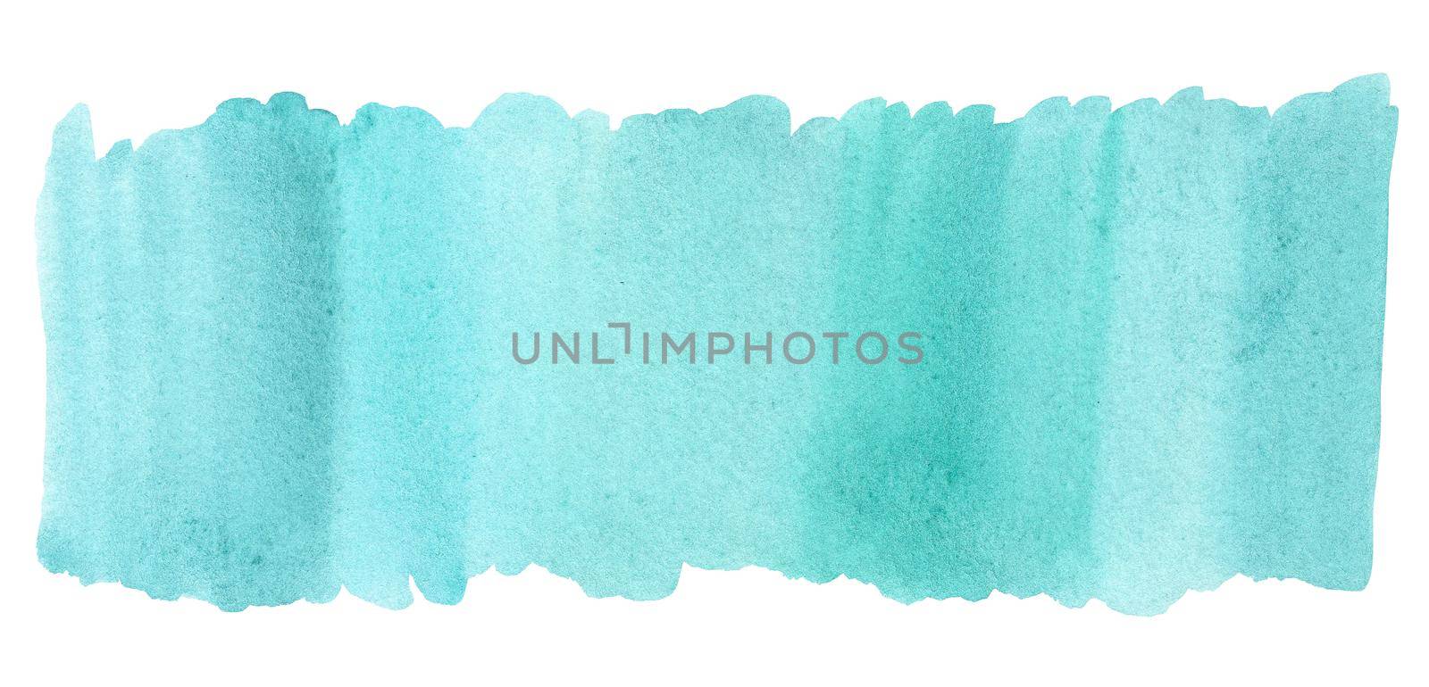 Watercolor turquoise splash isolated on white background. Blue gradient design element