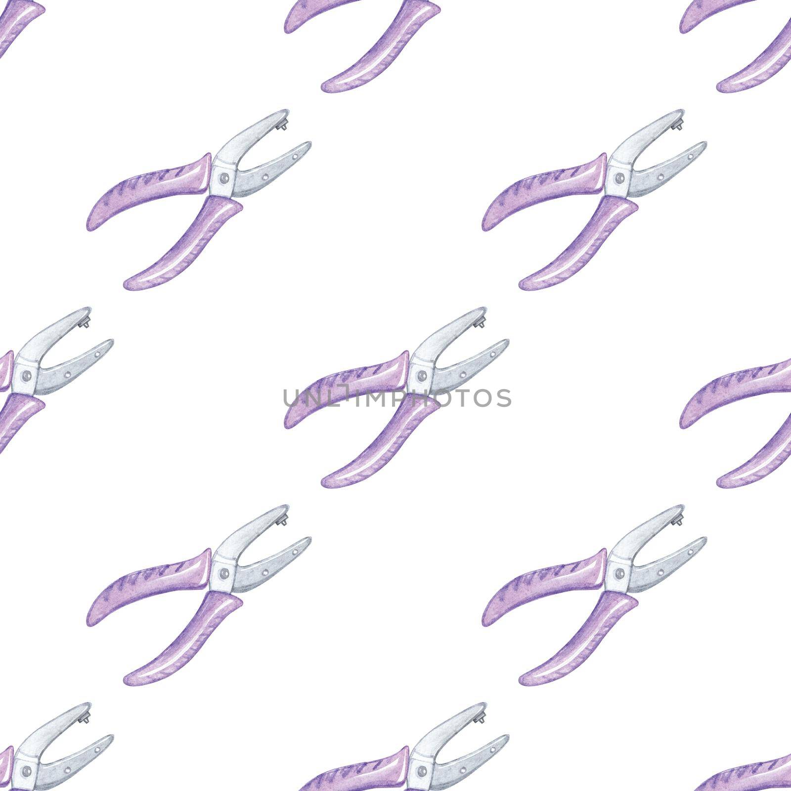 Watercolor hole puncher seamless pattern on white background