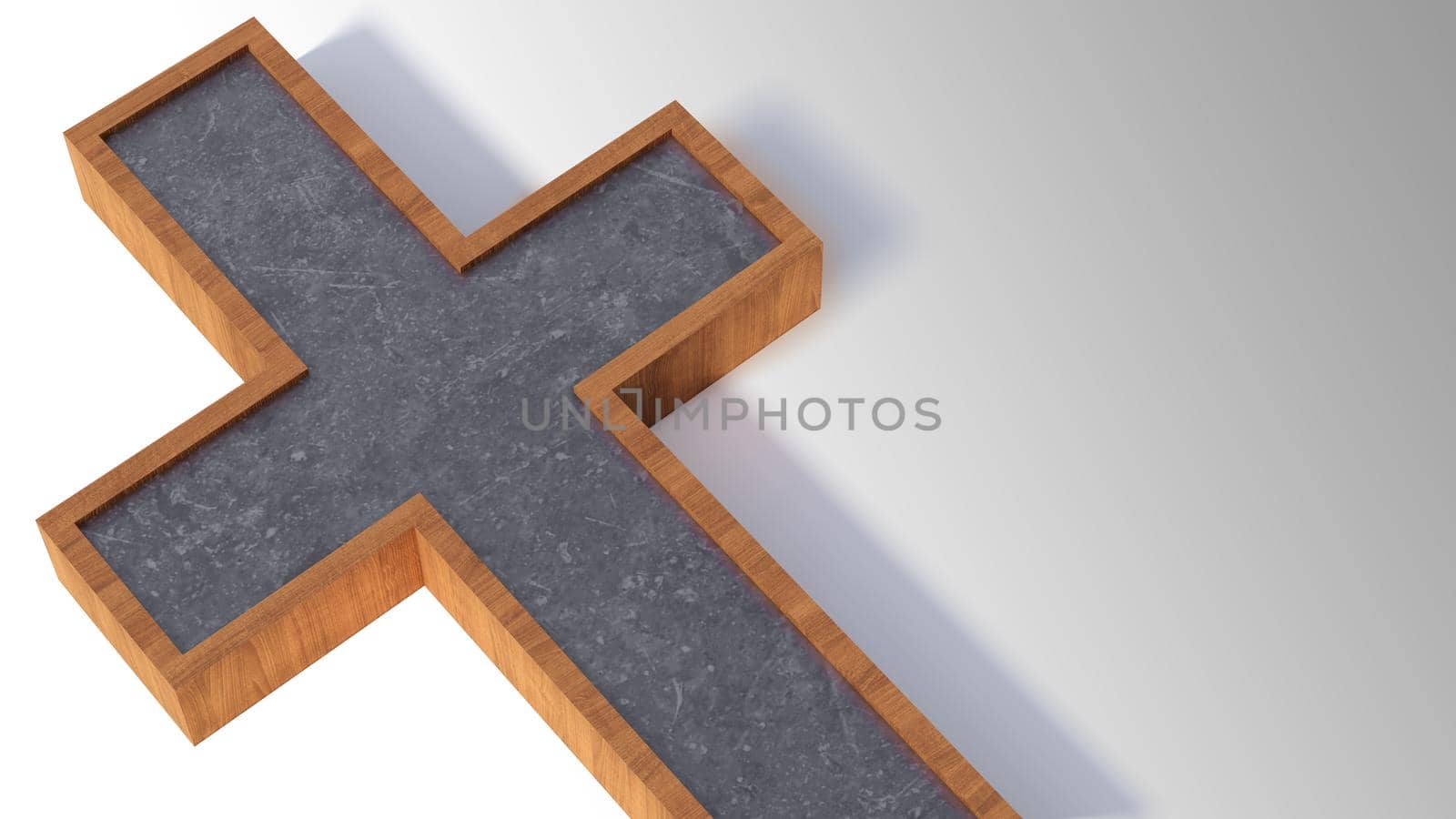 3d rendering image of Jesus cross made from steel and wire mesh steel.