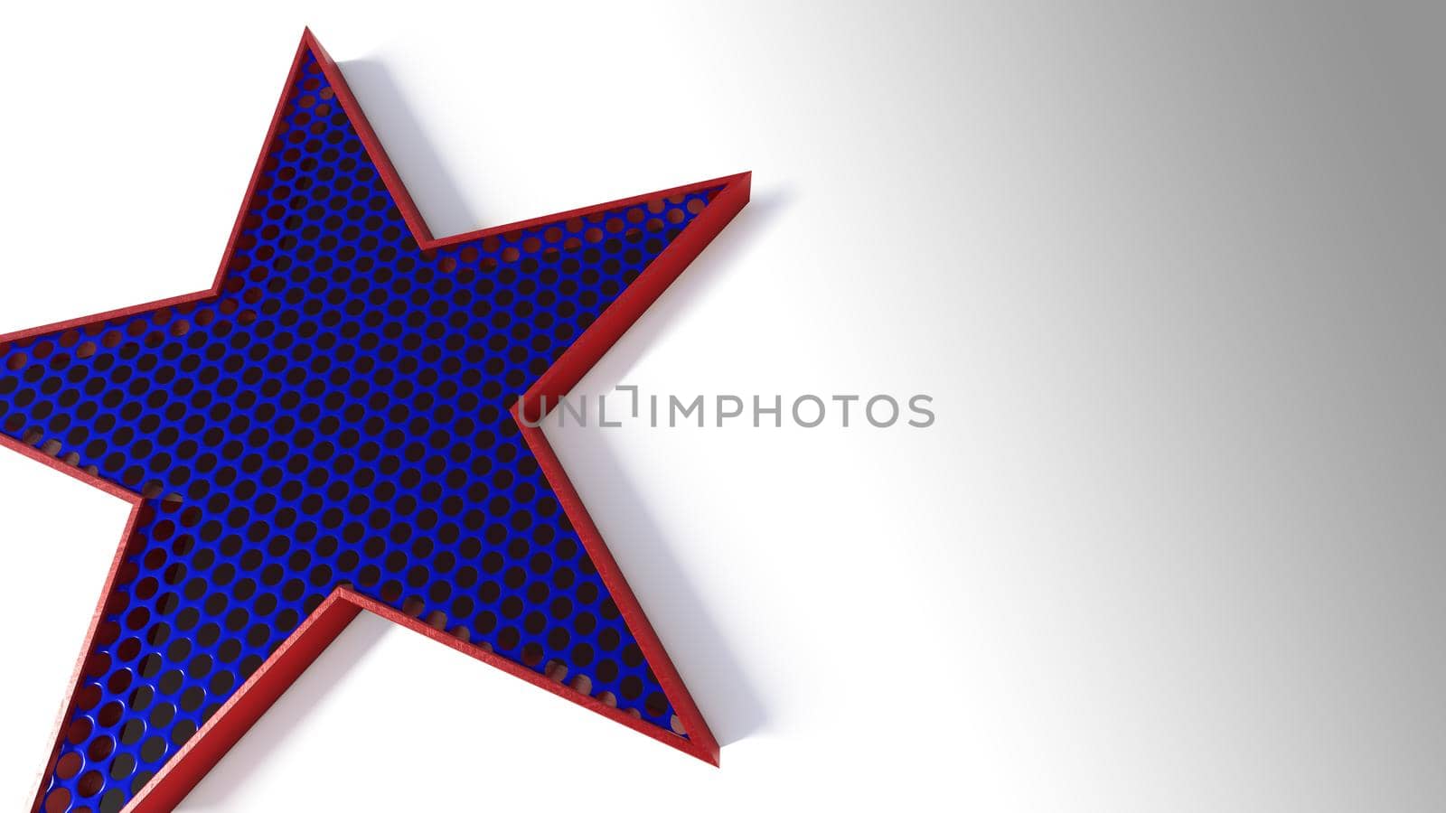 A 3d rendering image of star made from steel and wire mesh.