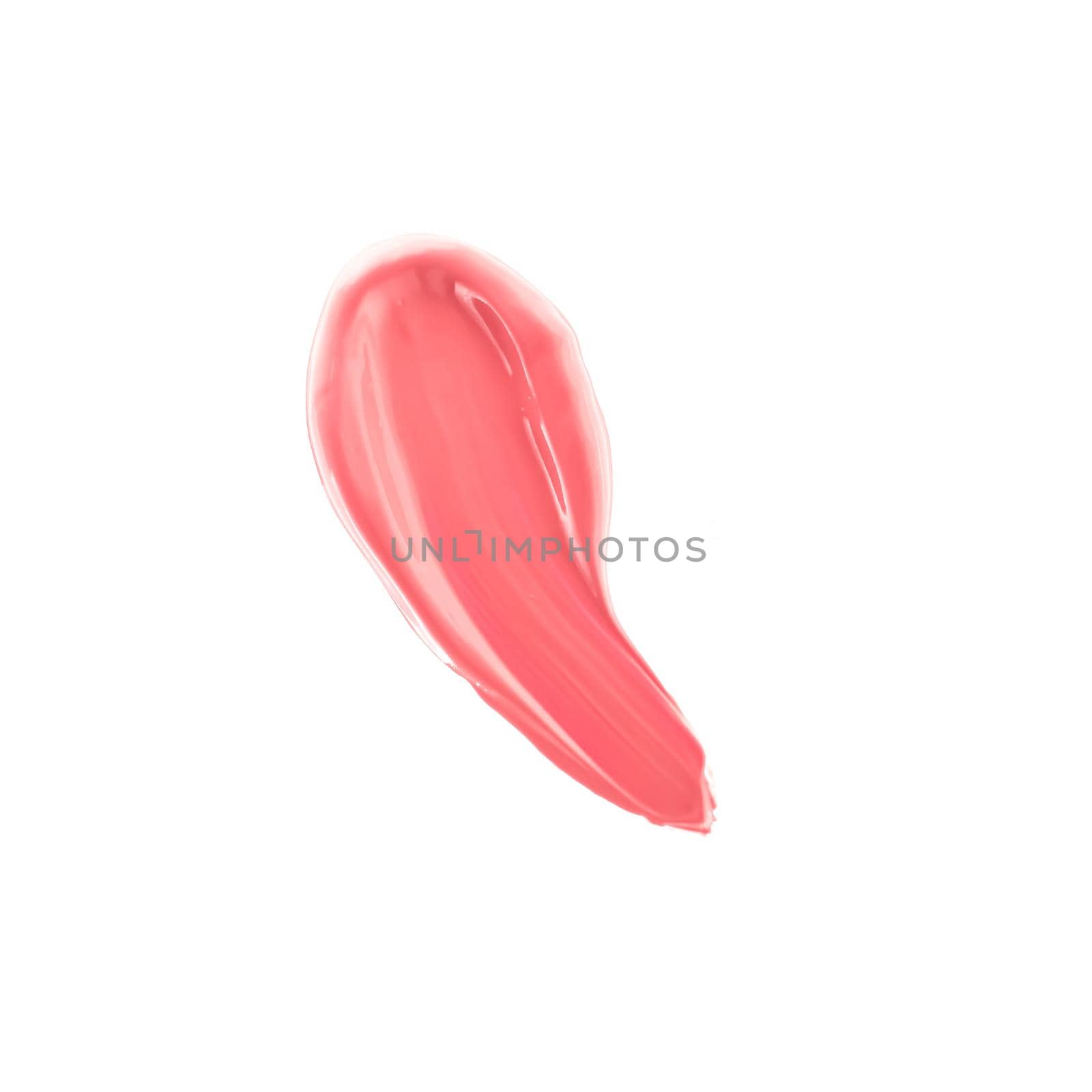 Pastel coral beauty swatch, skincare and makeup cosmetic product sample texture isolated on white background, make-up smudge, cream cosmetics smear or paint brush stroke closeup