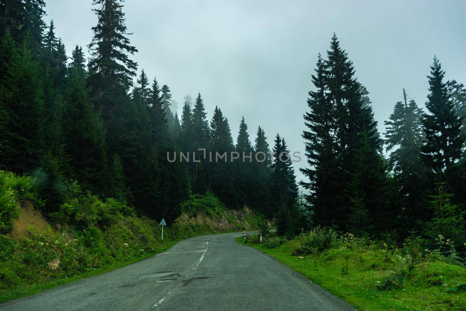 Mountain landscape in famous recreation zone of Guria region in western part of Georgia