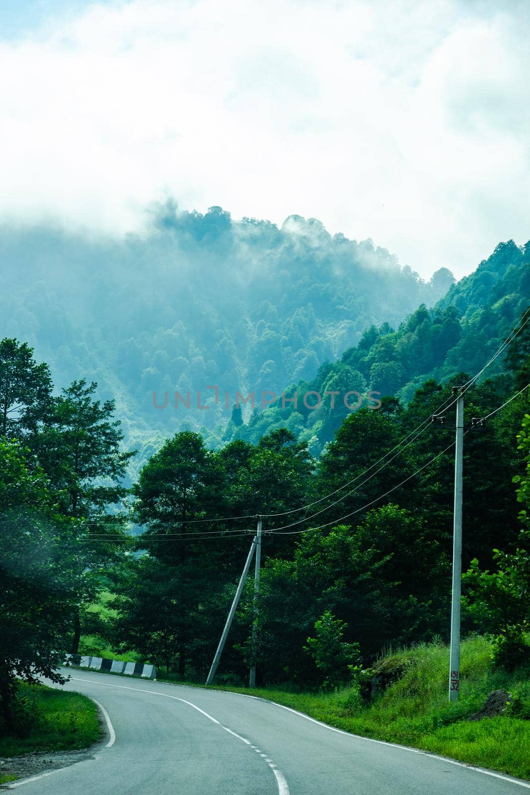 Mountain landscape in famous recreation zone of Guria region in western part of Georgia