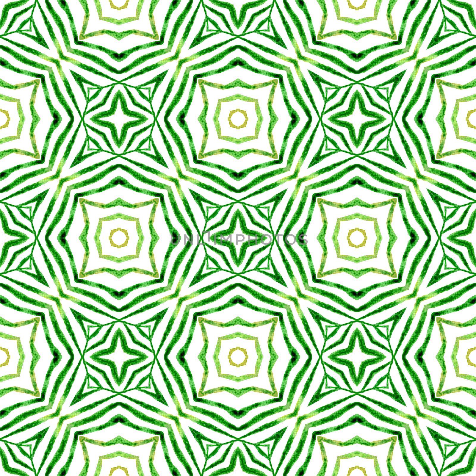 Striped hand drawn design. Green positive boho chic summer design. Repeating striped hand drawn border. Textile ready Actual print, swimwear fabric, wallpaper, wrapping.