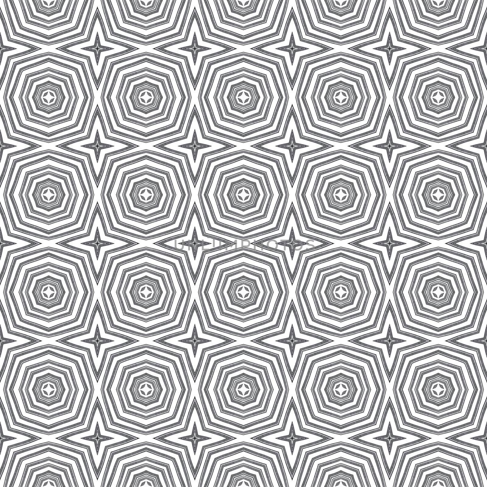 Textured stripes pattern. Black symmetrical kaleidoscope background. Trendy textured stripes design. Textile ready unusual print, swimwear fabric, wallpaper, wrapping.