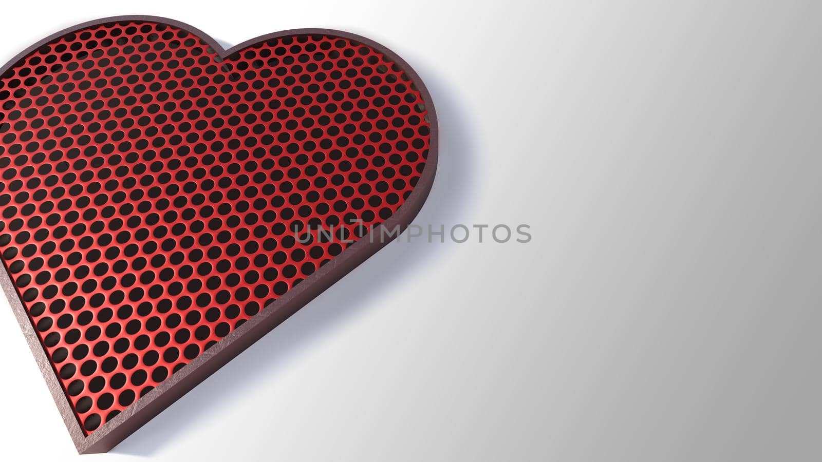 A 3d rendering image of heart sign made from steel and steel wire mesh.