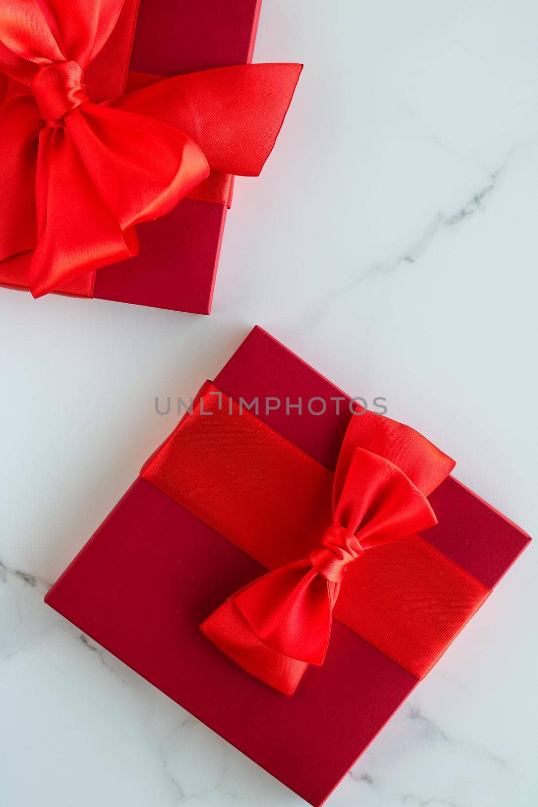 Romantic celebration, lifestyle and birthday present concept - Luxury red holiday gifts on marble